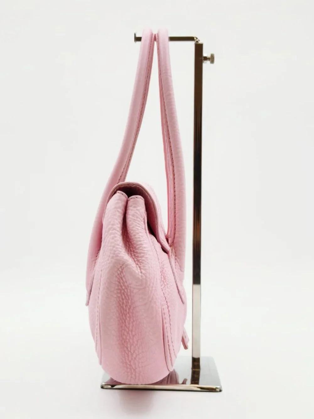 Celine Vintage Pink Leather Shoulder Bag Gold Hardware Buckle Handbag